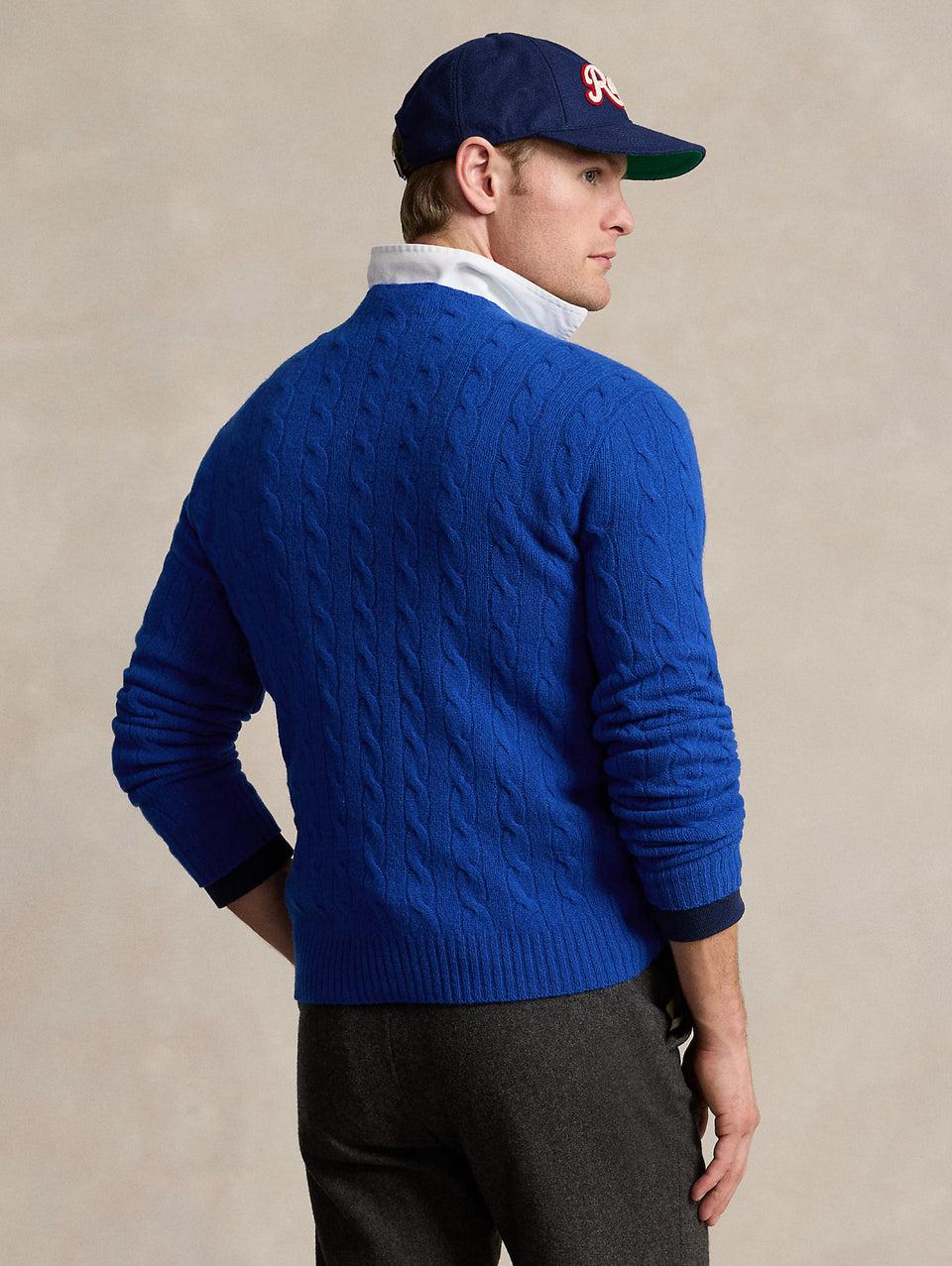 RALPH LAUREN Maglia in Lana e Cashmere a Trecce Blu In Linea