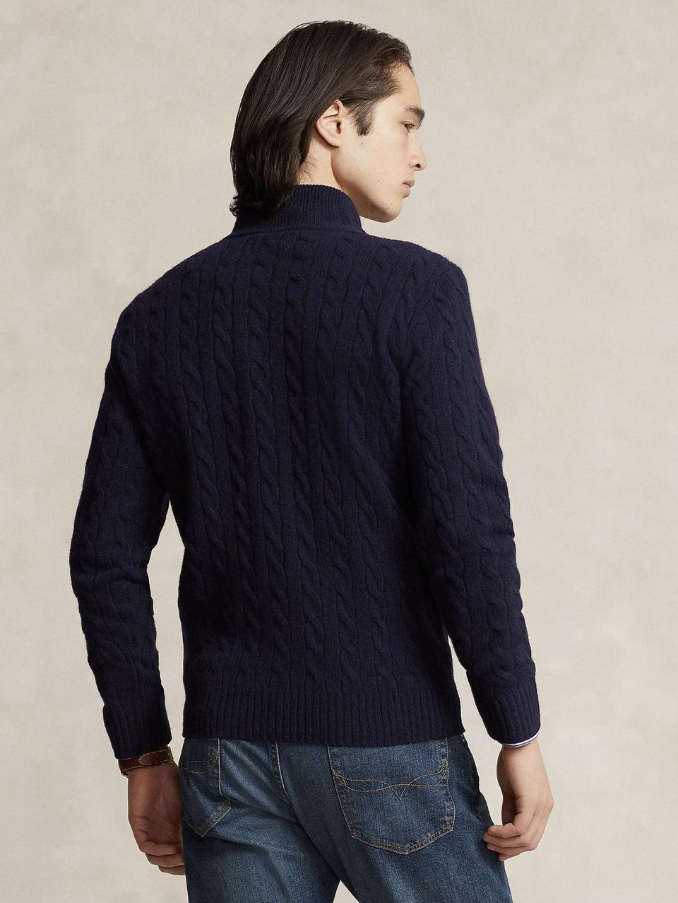 RALPH LAUREN Maglia Mezza Zip a Trecce Blu Negozi Online