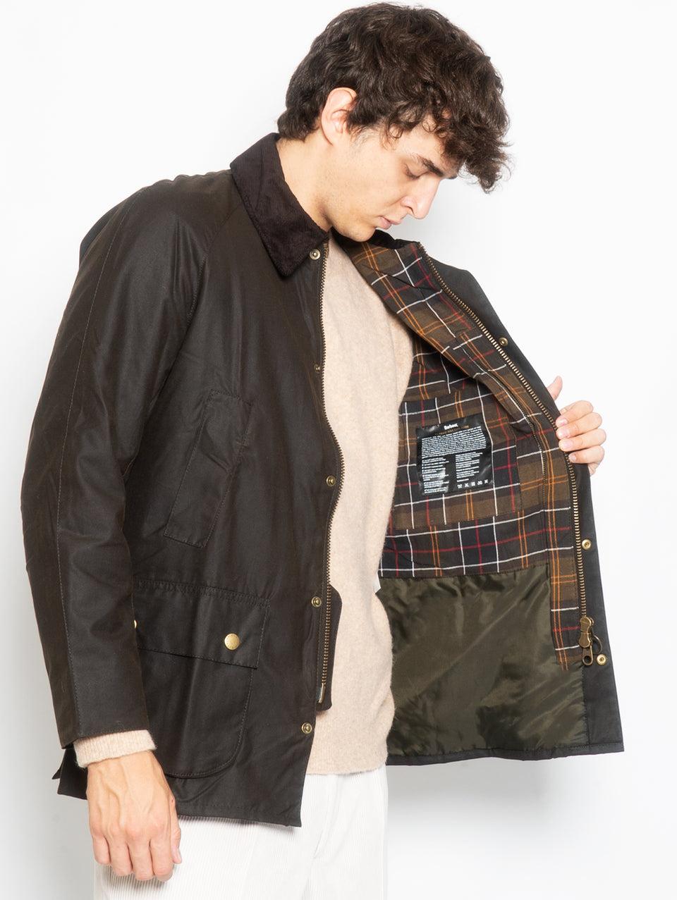BARBOUR Giacca Ashby in Cotone Cerato Oliva Prezzo Ridotto