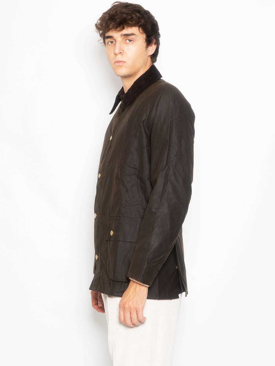 BARBOUR Giacca Ashby in Cotone Cerato Oliva Prezzo Ridotto