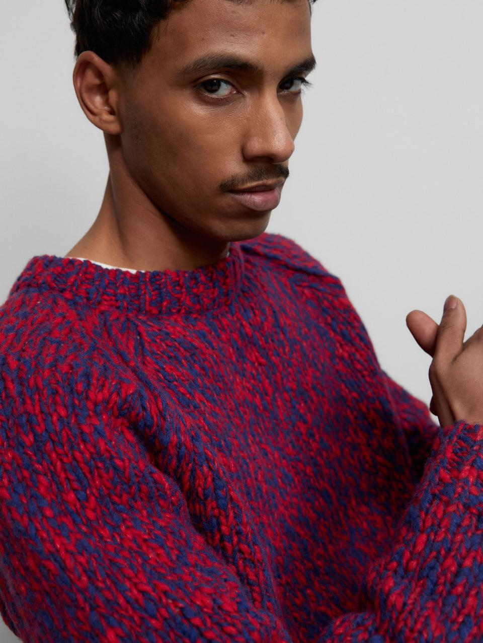 CLOSED Maglione in Lana Mouliné Rosso/Blu Lightning offer