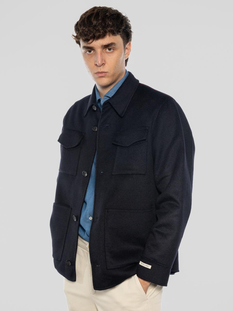 PALTò Overshirt in Panno Double Sasha Blu Presa