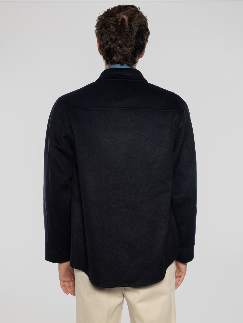 PALTò Overshirt in Panno Double Sasha Blu Presa