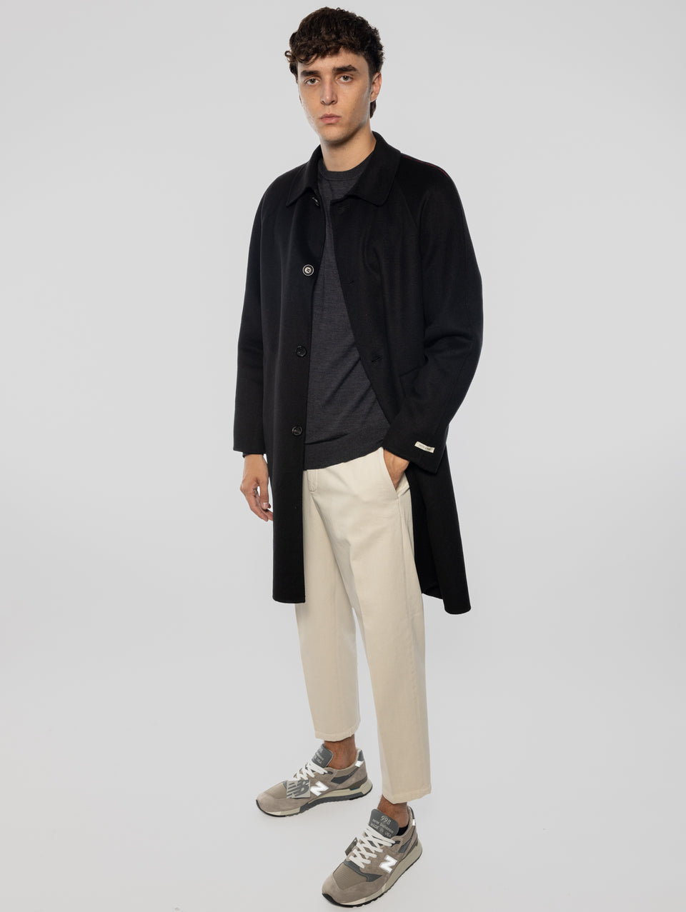 PALTò Cappotto Lungo in Double Marcello Nero Sconto