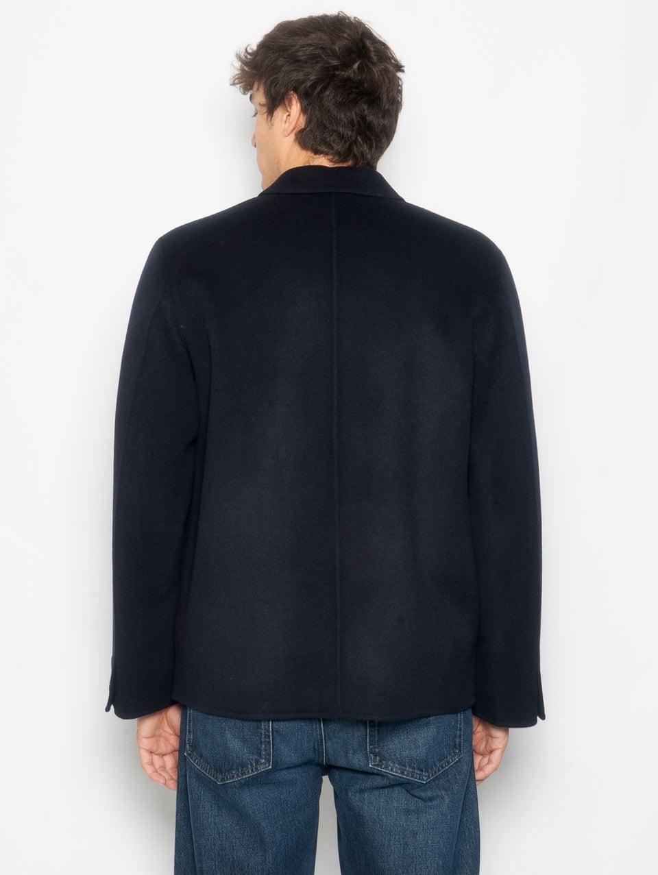 AMARANTO Giacca Worker in Cashmere e Lana Navy Vendita Calda