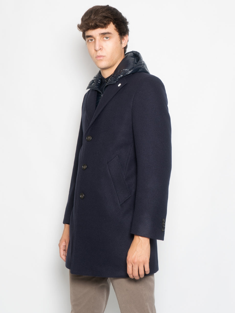MANUEL RITZ Cappotto con Pettorina e Cappuccio Staccabile Blu I Più Venduti