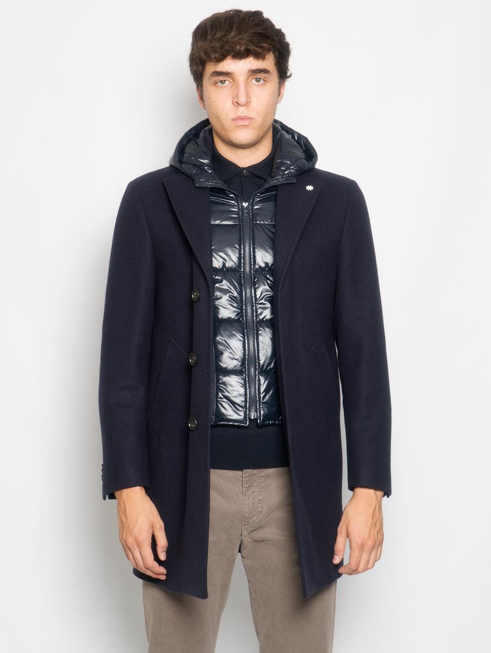 MANUEL RITZ Cappotto con Pettorina e Cappuccio Staccabile Blu I Più Venduti