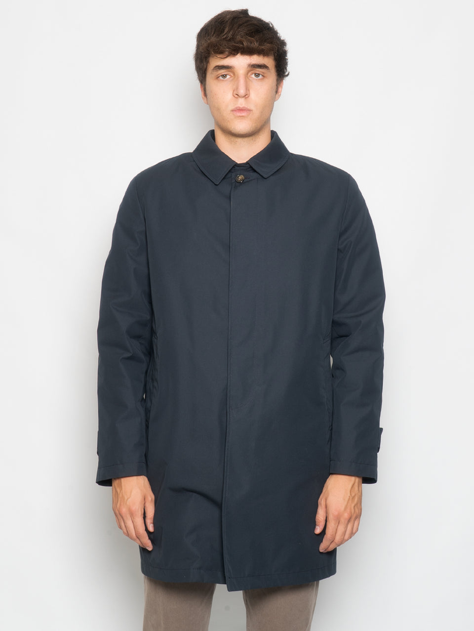 L'IMPERMEABILE Cappotto Car Coat con Interno in Lana Martin Blu Vendite Flash