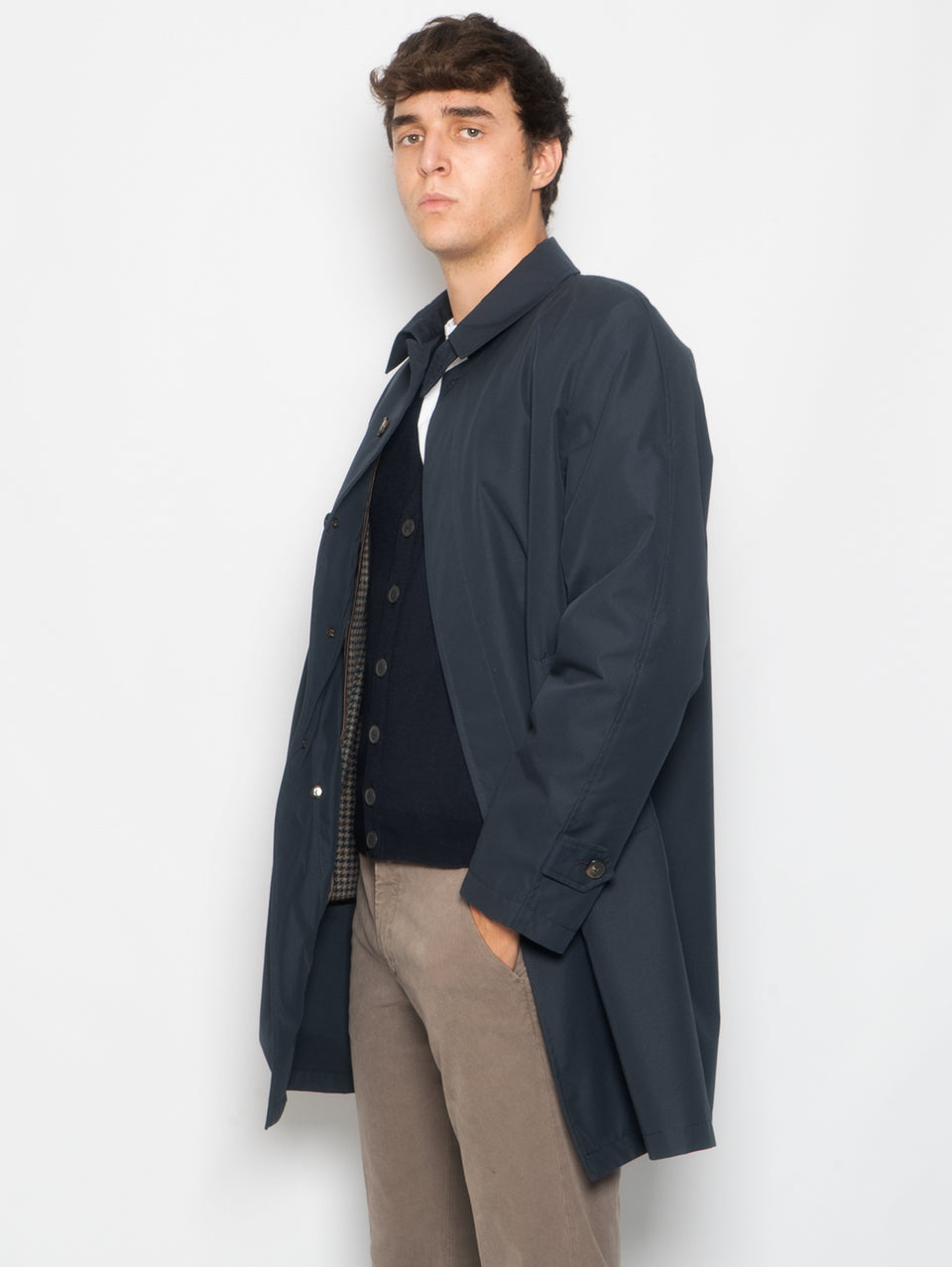 L'IMPERMEABILE Cappotto Car Coat con Interno in Lana Martin Blu Vendite Flash