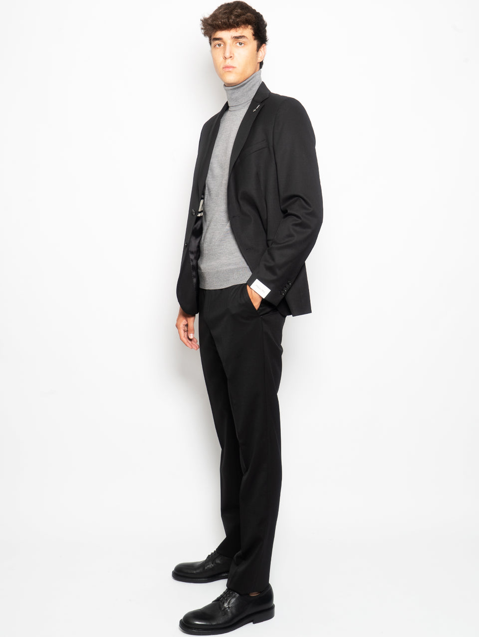 PAOLONI Completo in Lana Stretch Slim Nero Super sconto