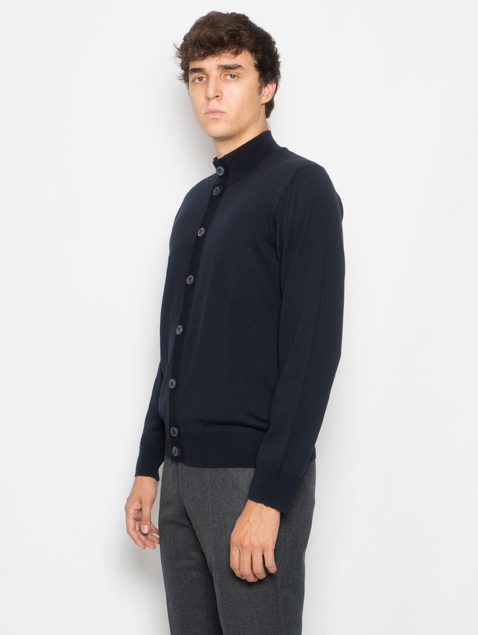 ALPHA STUDIO Cardigan con Bottoni in Merinos Blu Novità