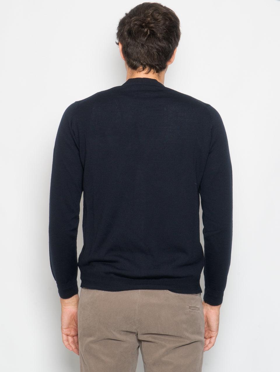 ALPHA STUDIO Cardigan con Taschino in Merinos Blu Economico