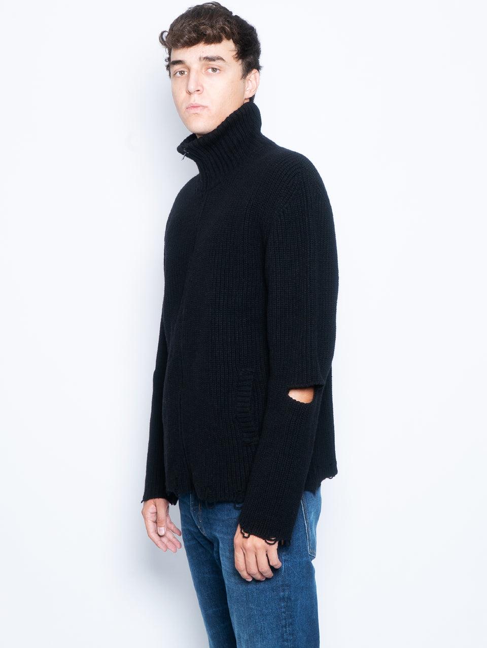 A PAPER KID Cardigan Full Zip Destroyed Nero Online