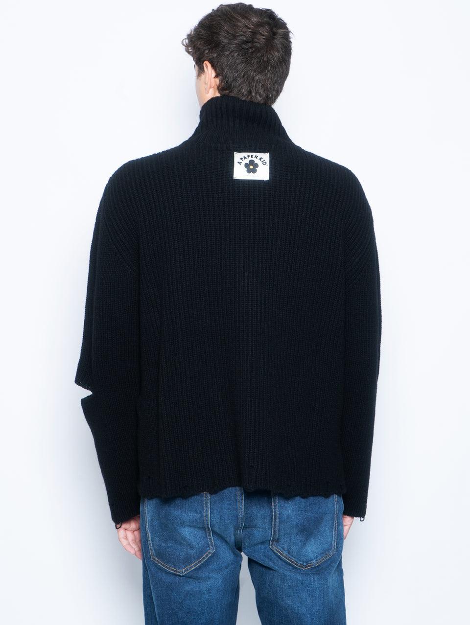 A PAPER KID Cardigan Full Zip Destroyed Nero Online