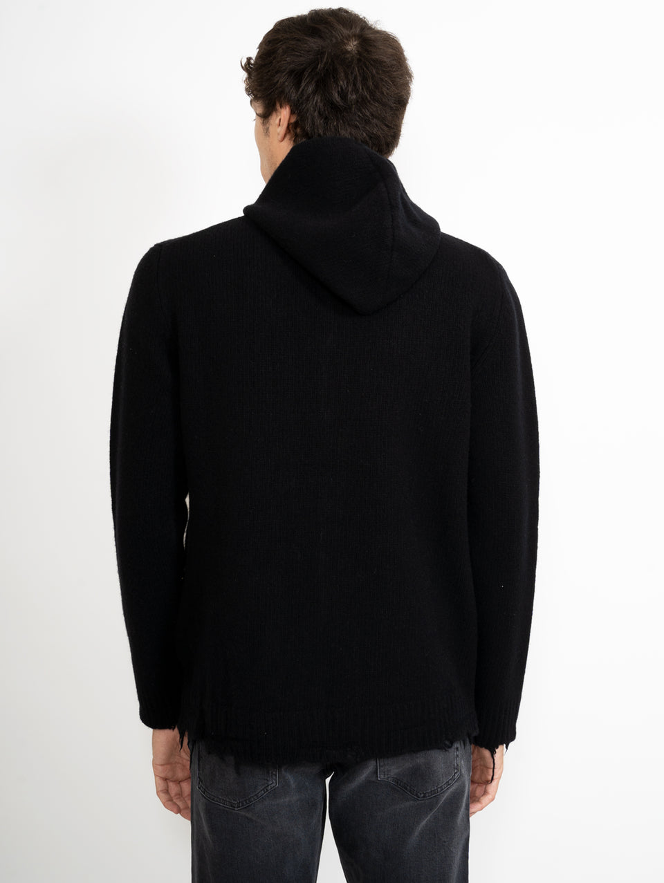 GIORGIO BRATO Cardigan in Maglia con Cappuccio Nero Saldi