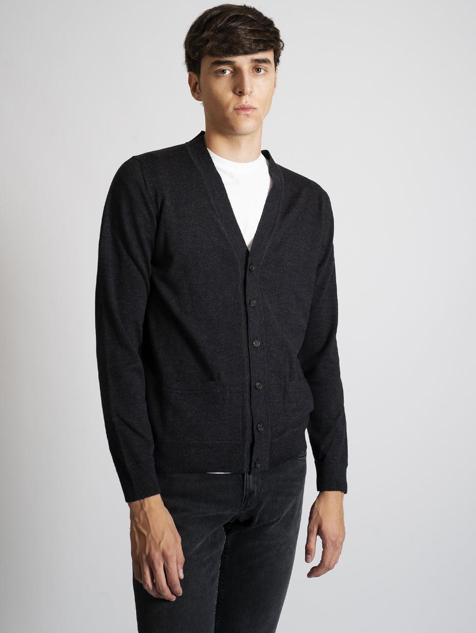 ALPHA STUDIO Cardigan Slim Fit Antracite Vendita Calda