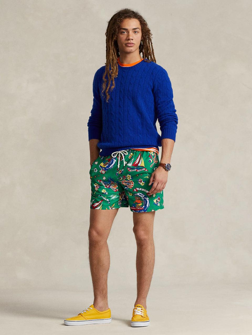 RALPH LAUREN Boxer da Mare Polo Bear Tropicale Verde Saldi Di Fabbrica