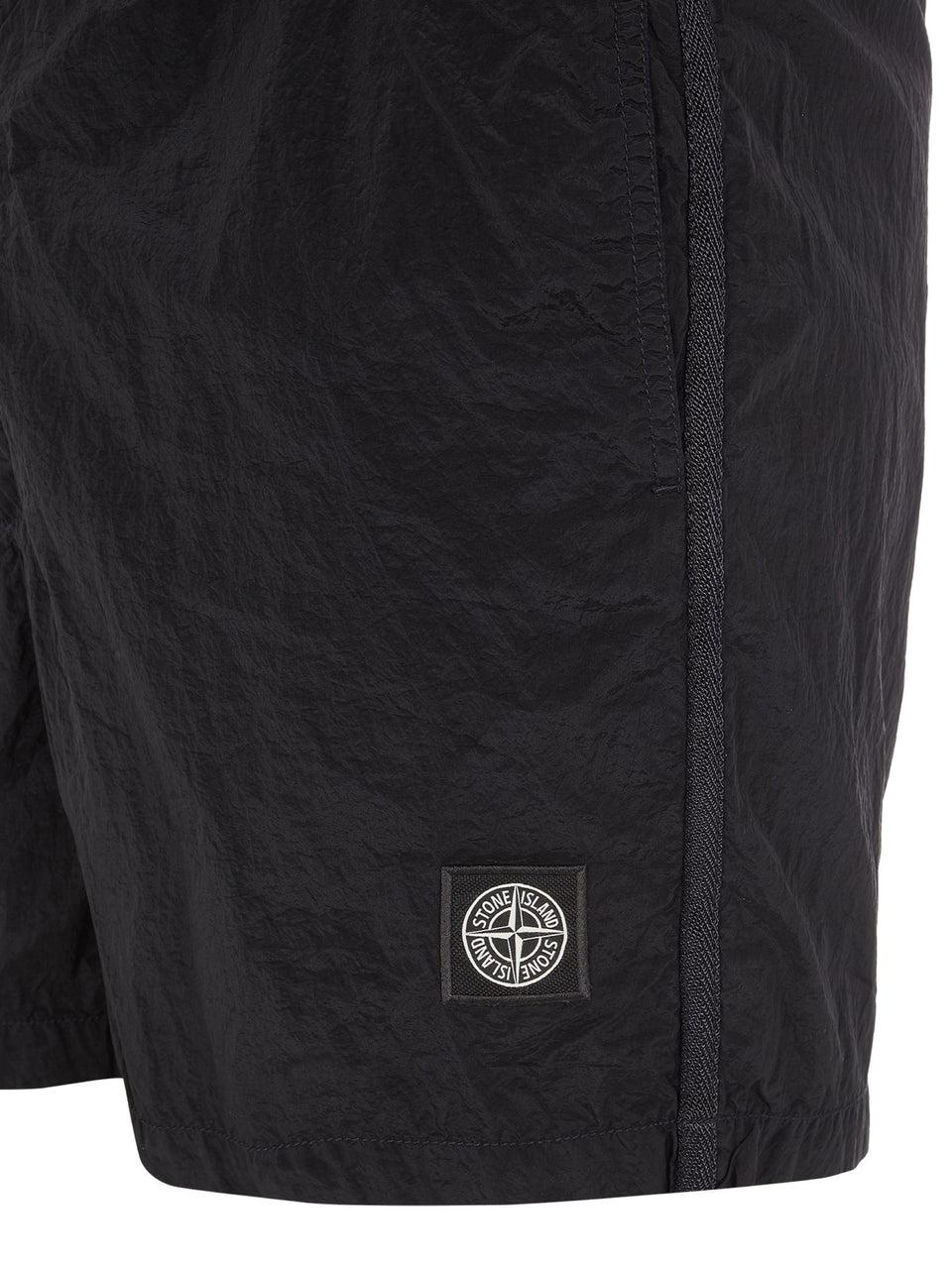 STONE ISLAND Costume da Bagno in Nylon Metal Tinto Nero 2025