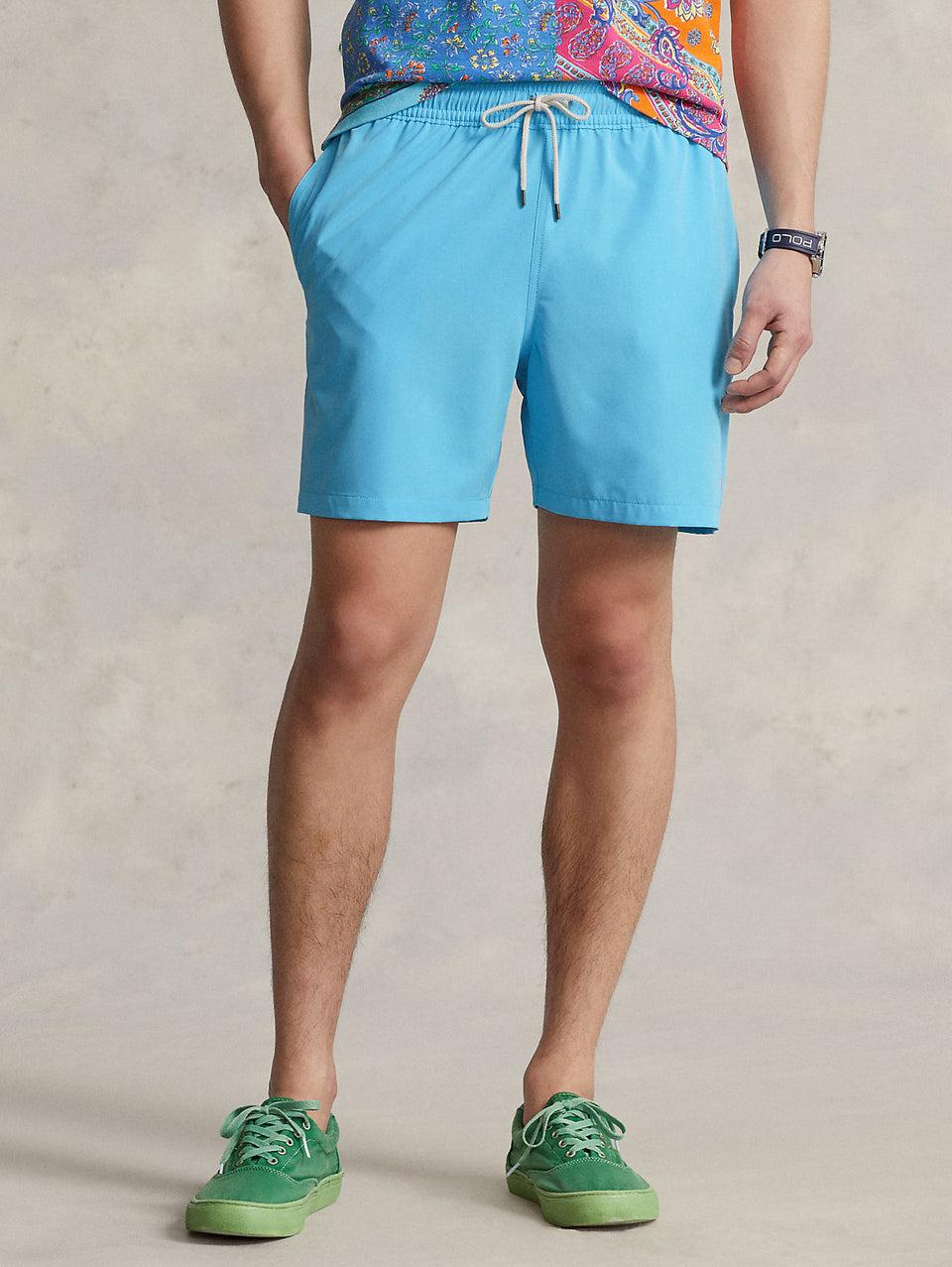 RALPH LAUREN Boxer da Mare Tinta Unita Traveler Turchese 2025
