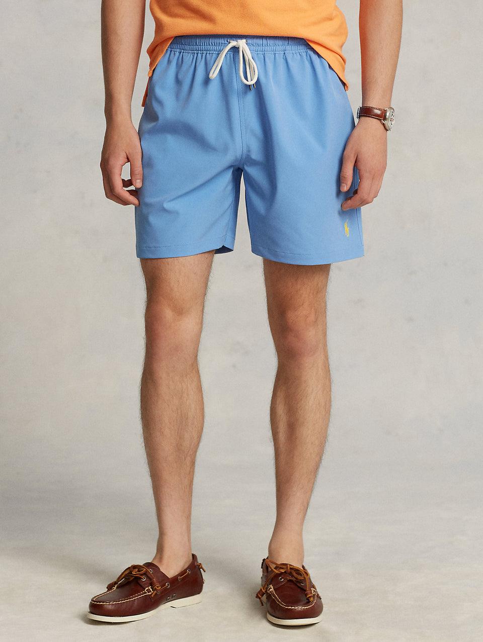 RALPH LAUREN Boxer da Mare Tinta Unita Traveler Celeste In Linea