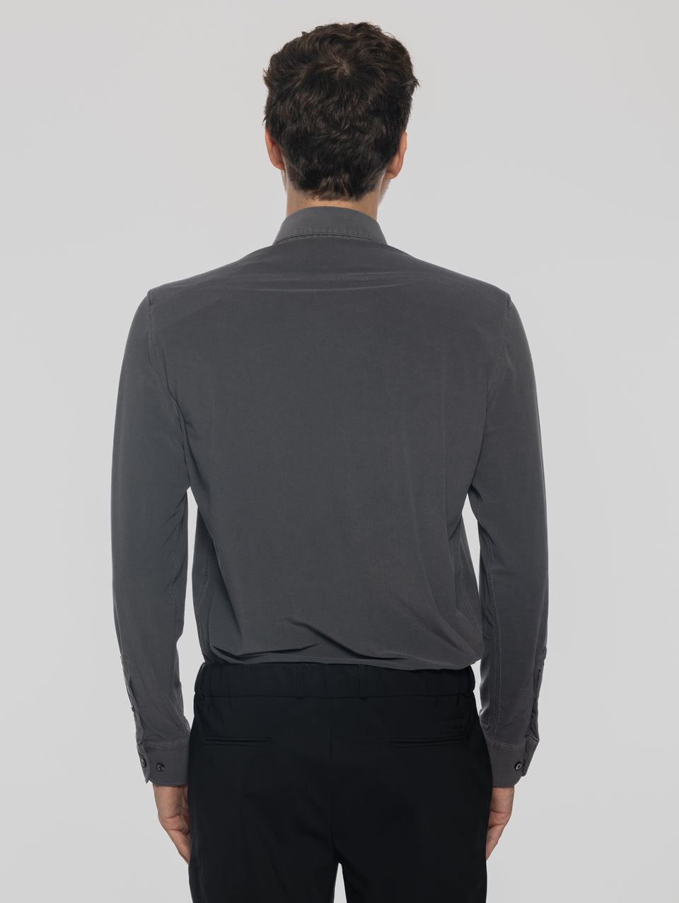 RRD Camicia in Piquet con Effetto Delavé Nero Outlet