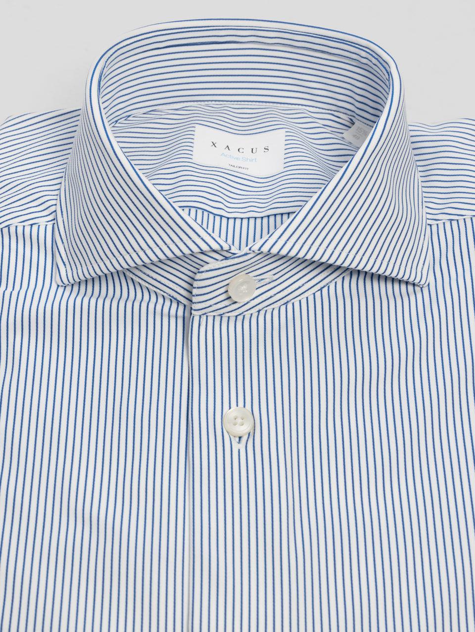 XACUS Camicia in Jersey Active Shirt a Righe Bianco/Blu Offerte