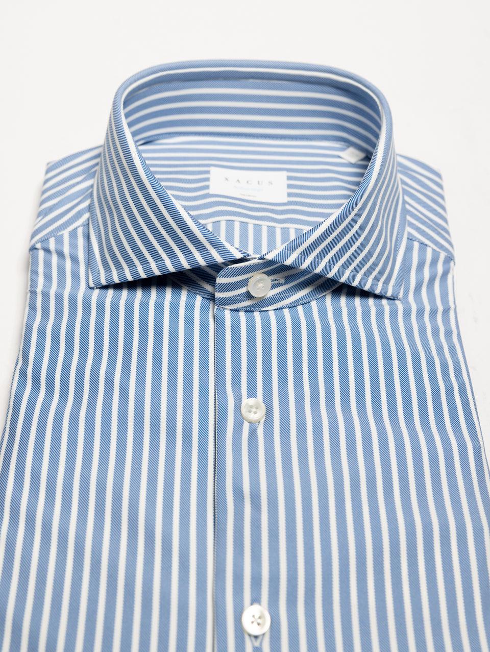 XACUS Camicia in Jersey Active Shirt Stampa Righe Celeste Fino Al -60%