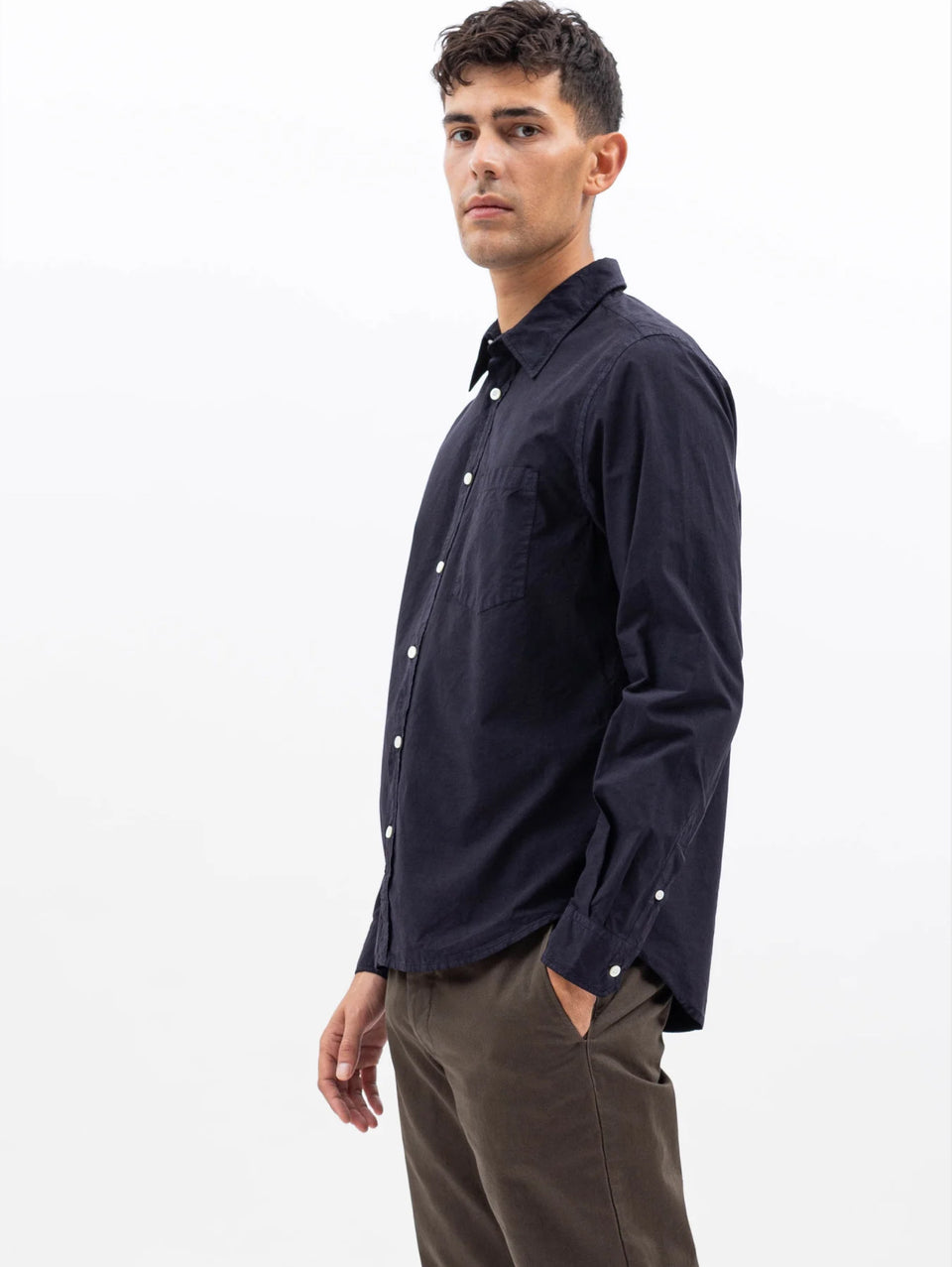 NORSE PROJECTS Camicia in Cotone Tinta in Capo Blu Prezzo Ridotto