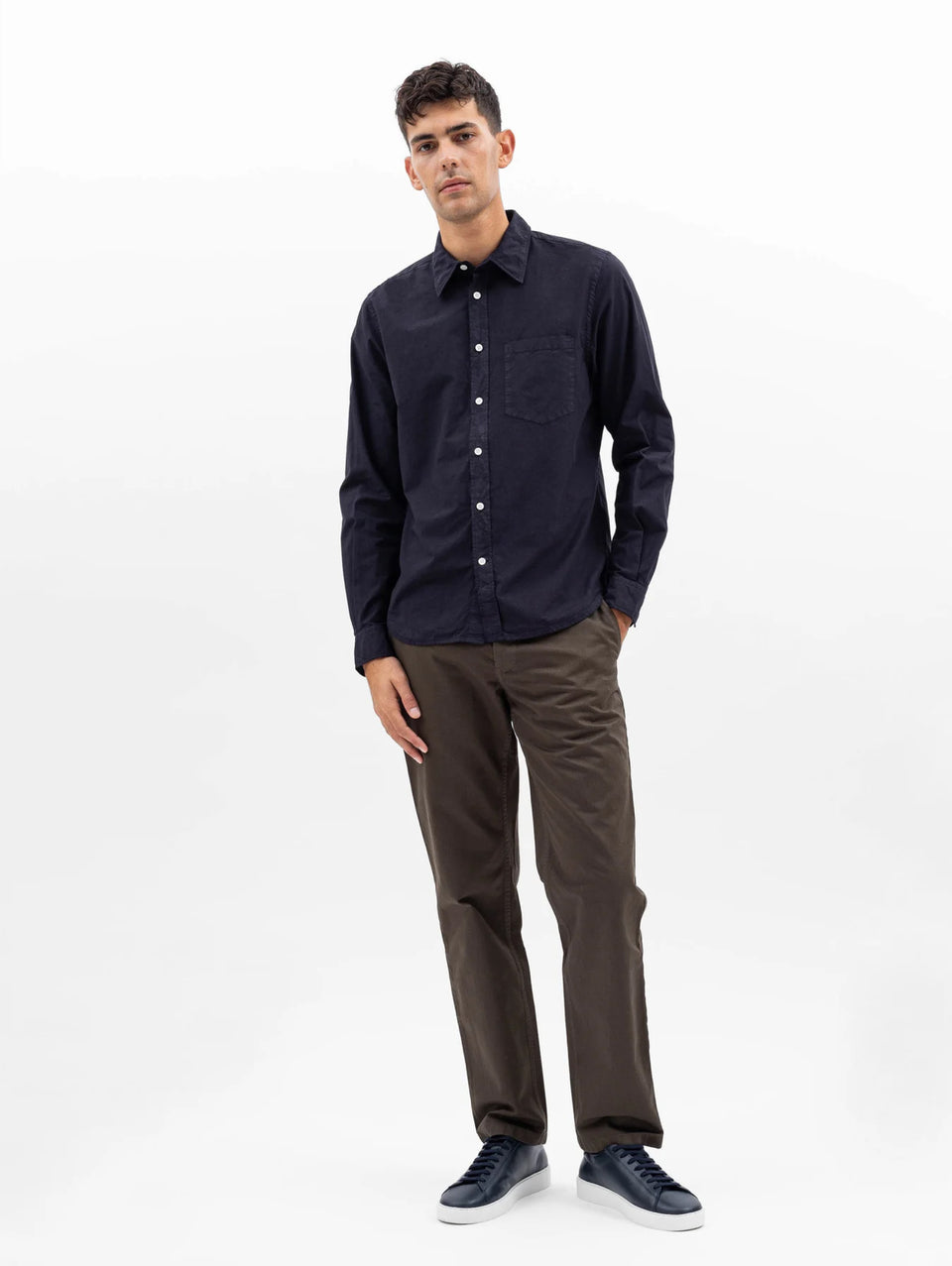 NORSE PROJECTS Camicia in Cotone Tinta in Capo Blu Prezzo Ridotto