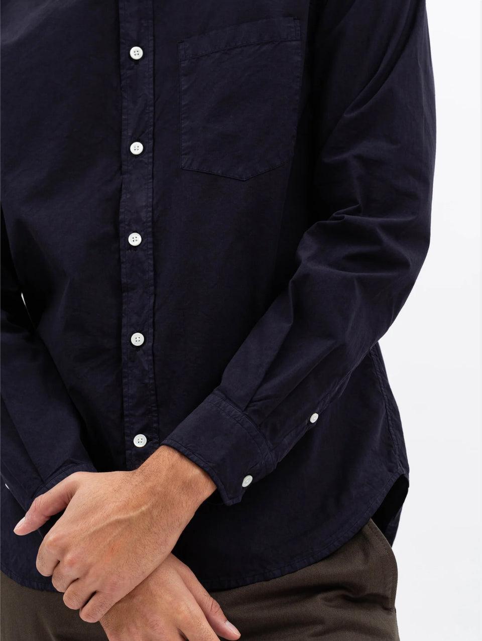 NORSE PROJECTS Camicia in Cotone Tinta in Capo Blu Prezzo Ridotto