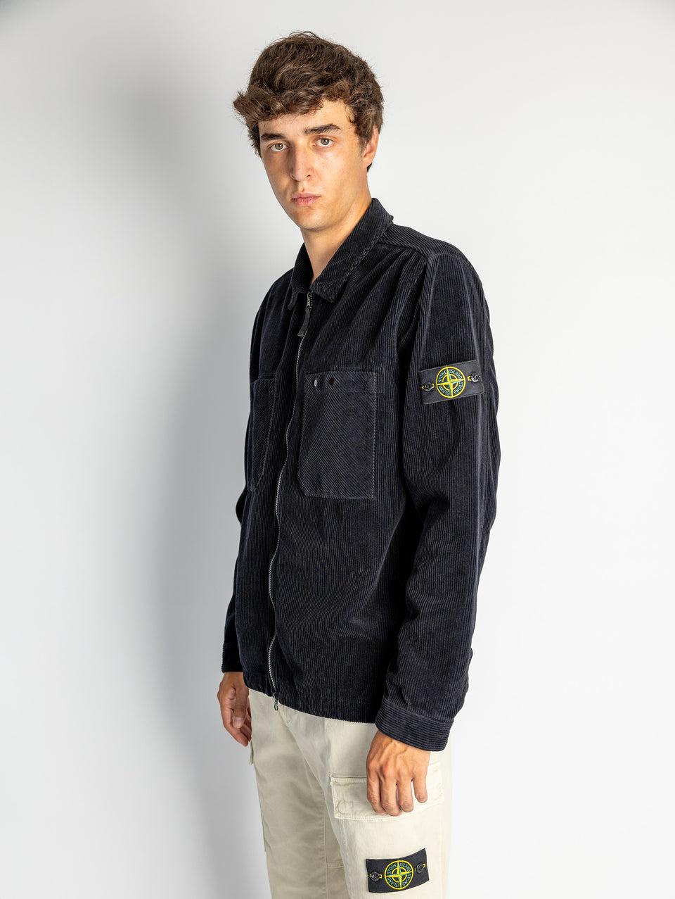 STONE ISLAND Overshirt in Velluto a Coste Blu Convenienza