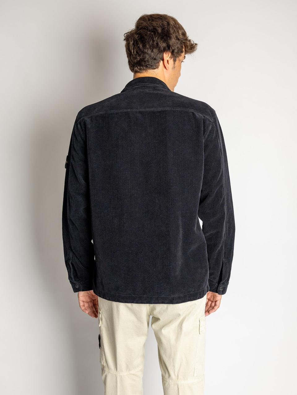 STONE ISLAND Overshirt in Velluto a Coste Blu Convenienza