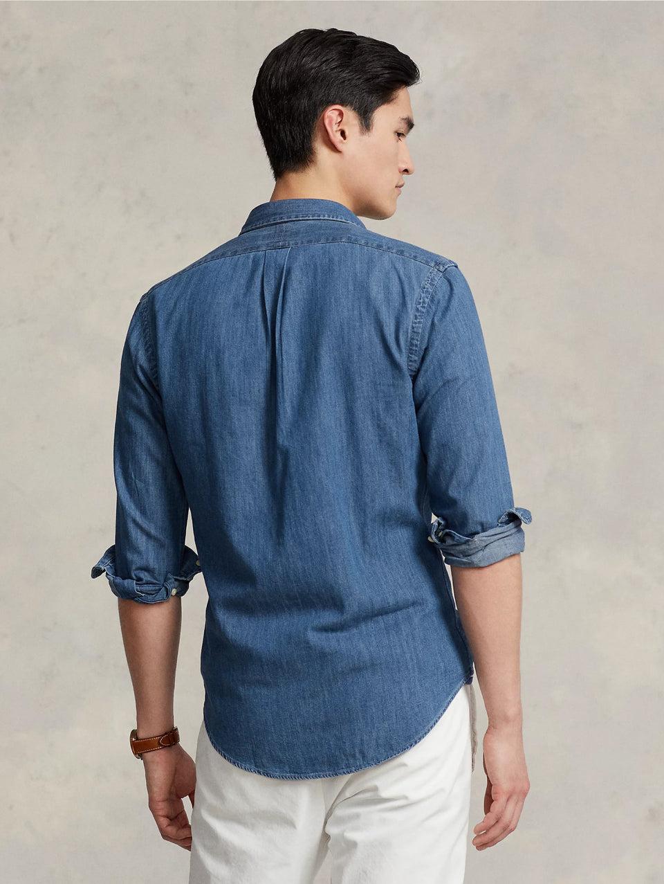 RALPH LAUREN Camicia in Denim Blu Presa