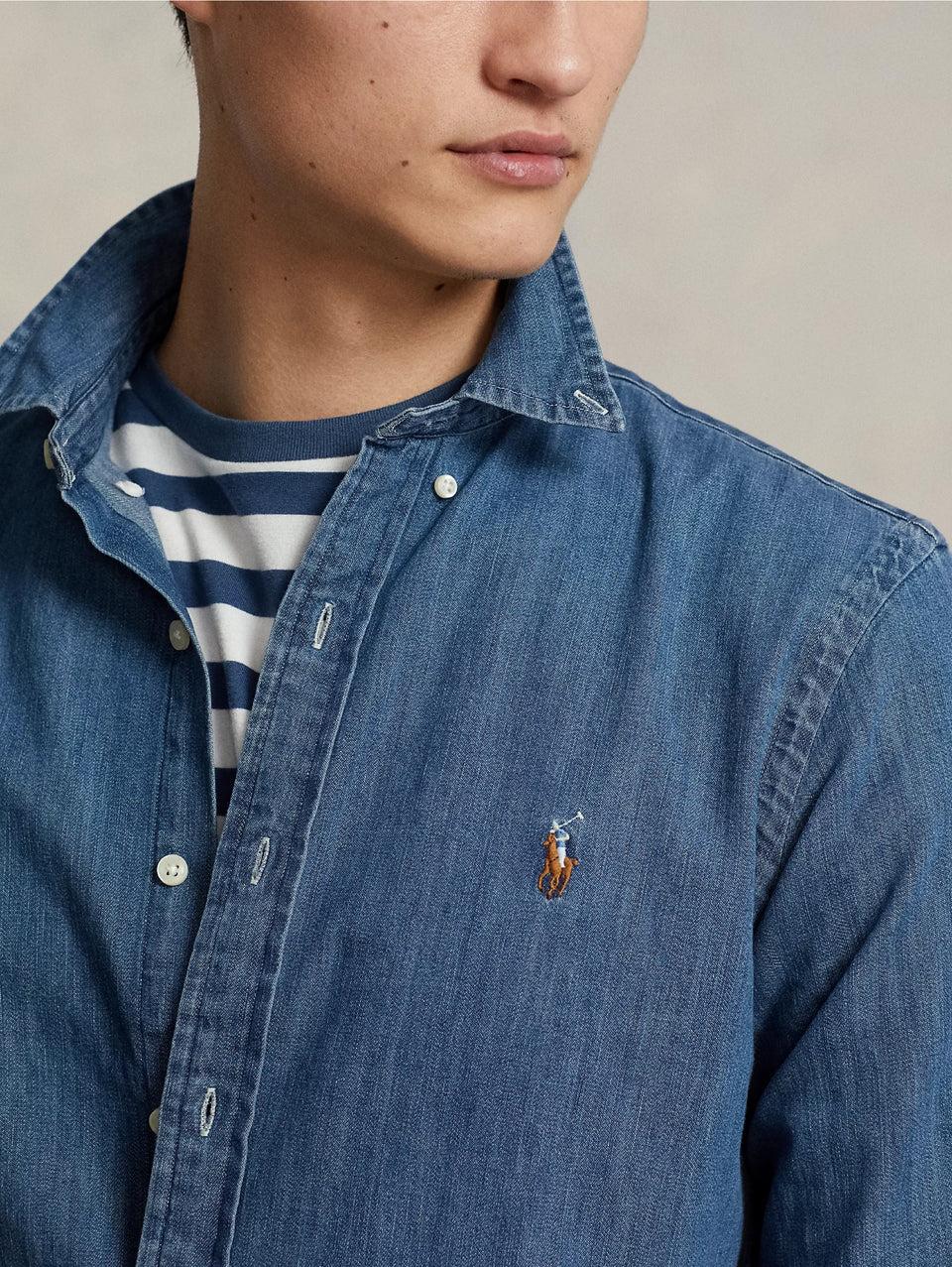 RALPH LAUREN Camicia in Denim Blu Presa