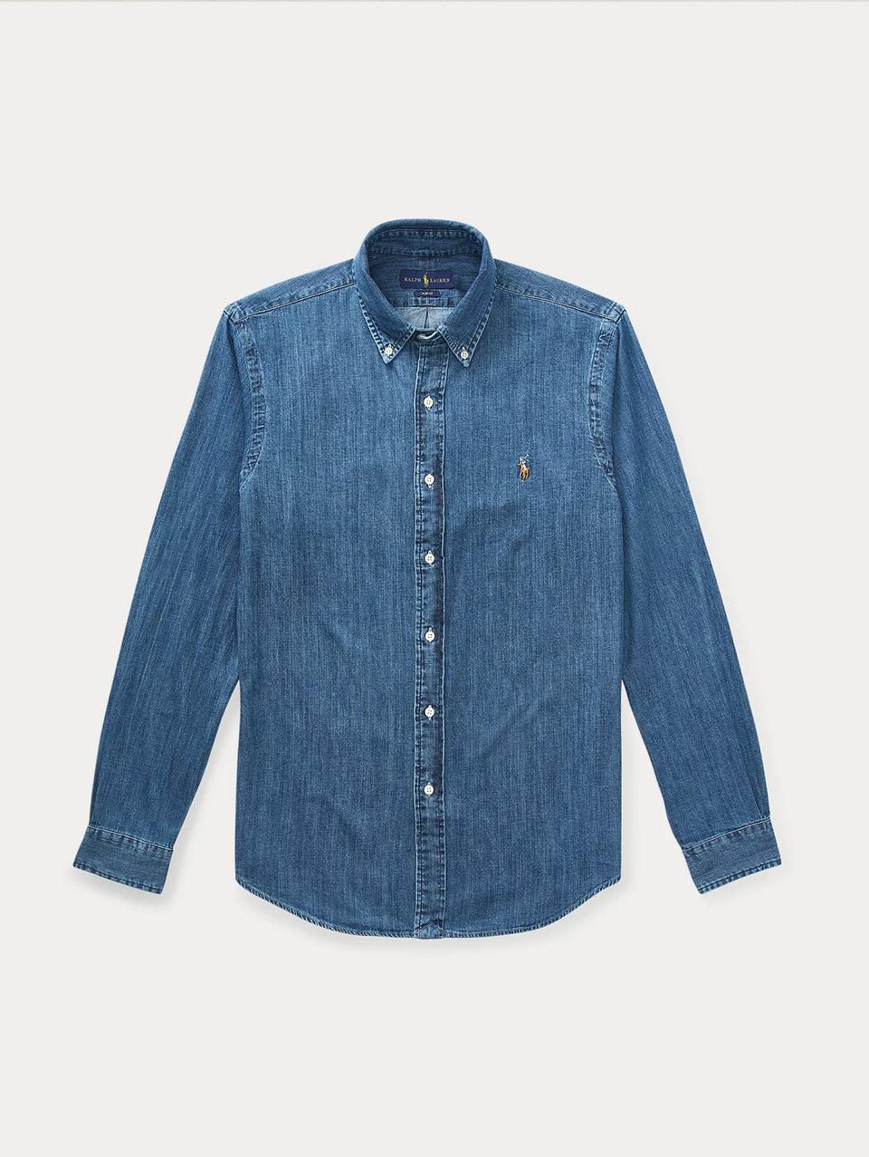 RALPH LAUREN Camicia in Denim Blu Presa