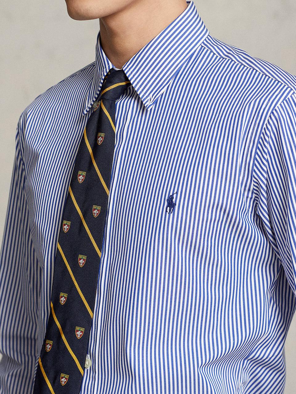 RALPH LAUREN Camicia in Popeline Elasticizzato a Righe Blu/Bianco Sconto