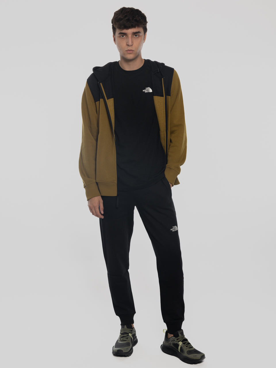 THE NORTH FACE Felpa con Cappuccio e Cerniera Verde Grande vendita