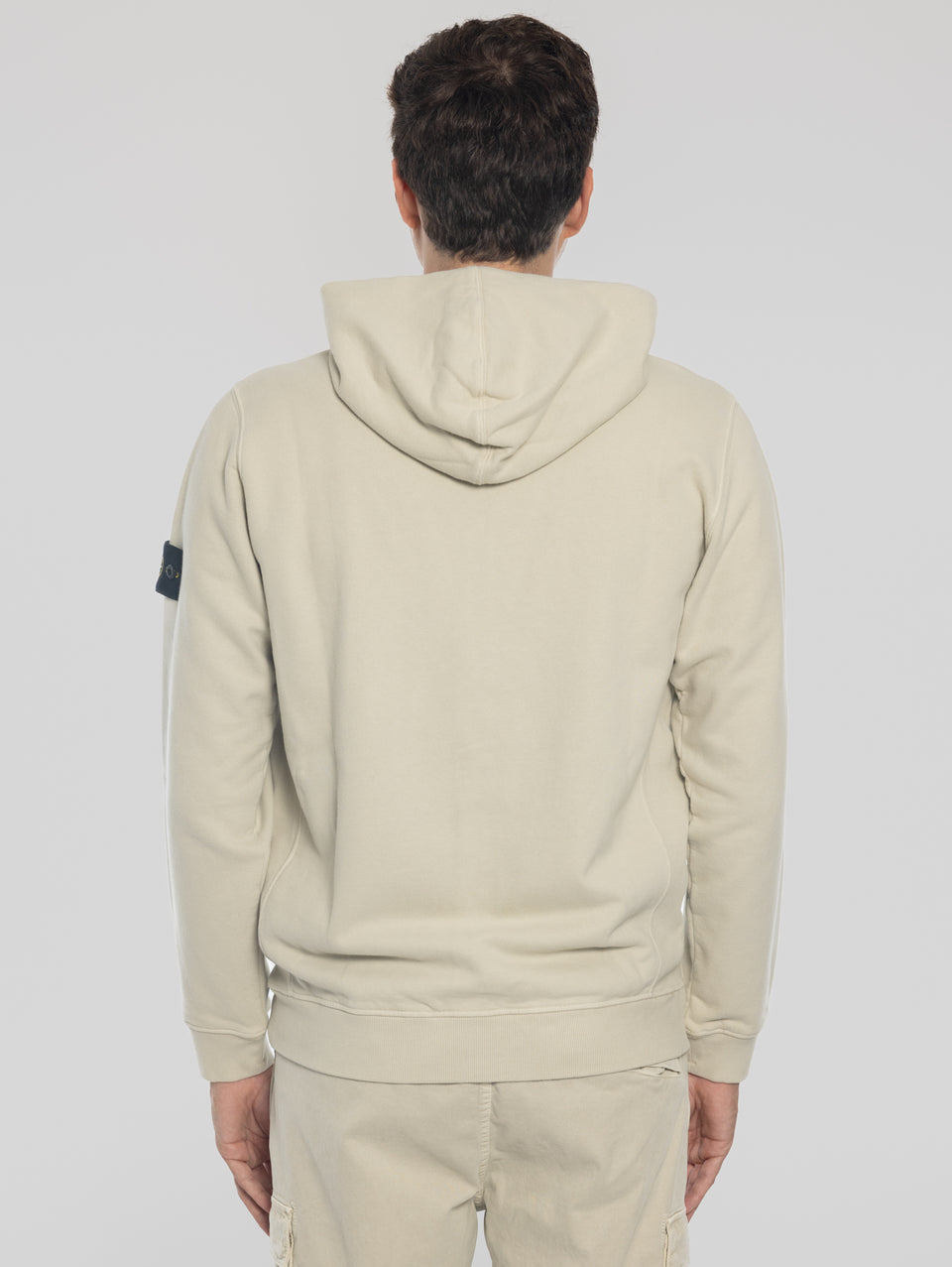 STONE ISLAND Felpa Full Zip in Cotone Organico Stucco Saldi