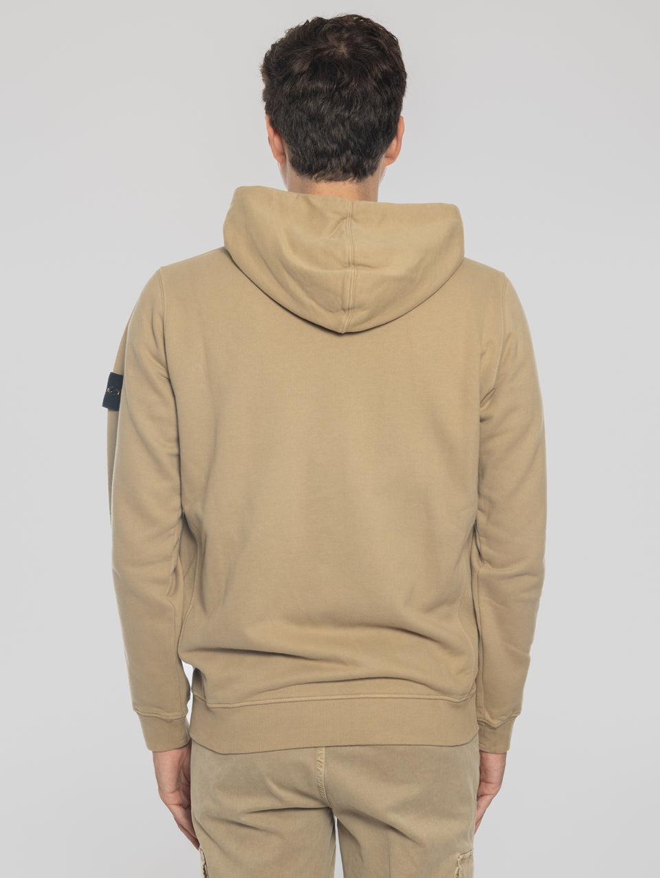 STONE ISLAND Felpa Full Zip in Cotone Organico Biscotto Offerte
