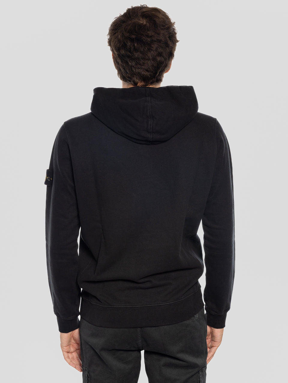 STONE ISLAND Felpa Full Zip in Cotone Organico Nero Vendita Calda