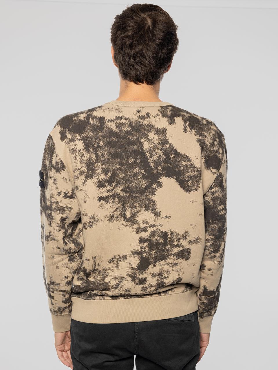 STONE ISLAND Felpa Girocollo Stampa Earth Mapping Beige Negozio