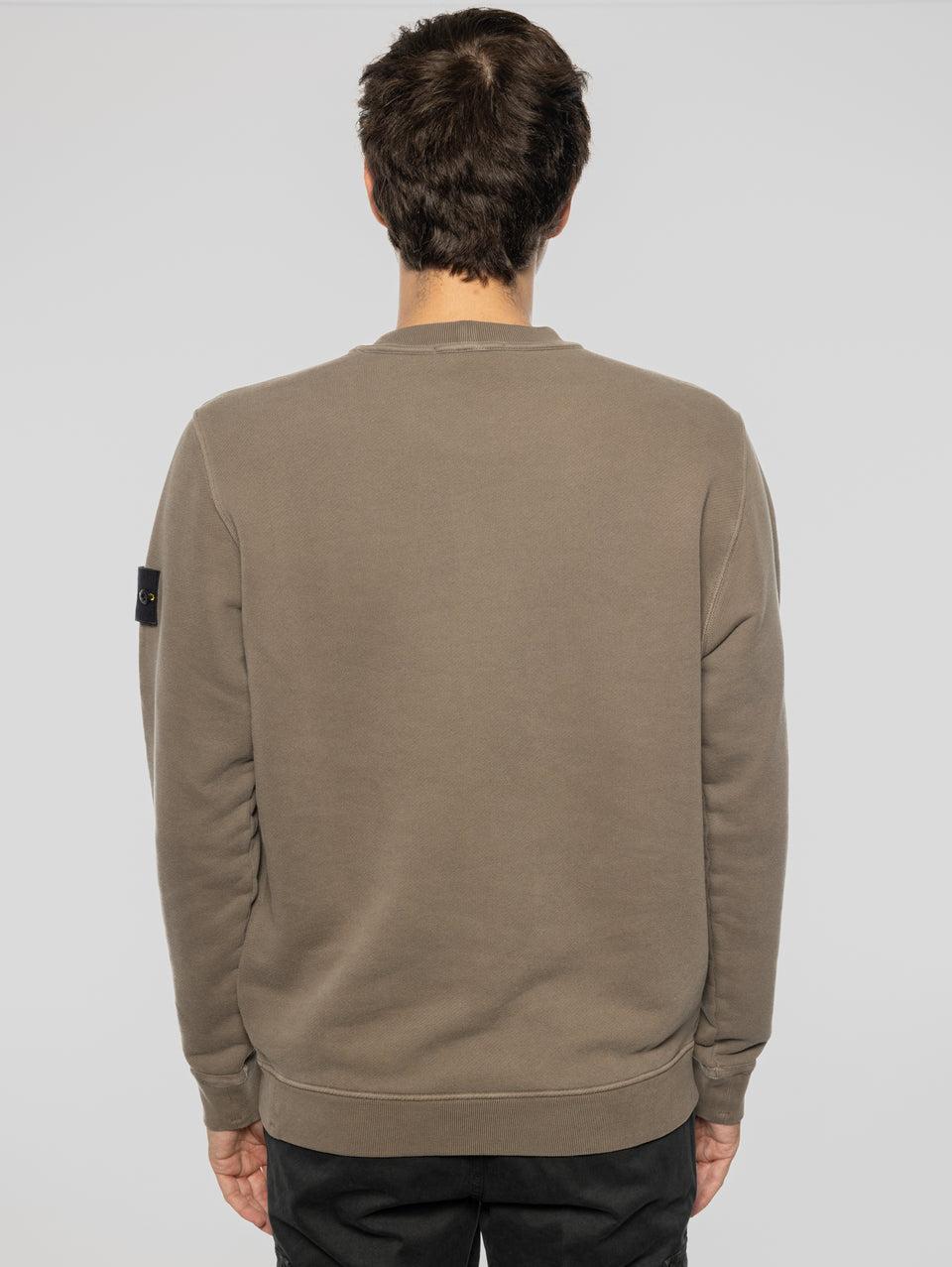 STONE ISLAND Felpa Girocollo in Cotone Diagonale Noce Nuova