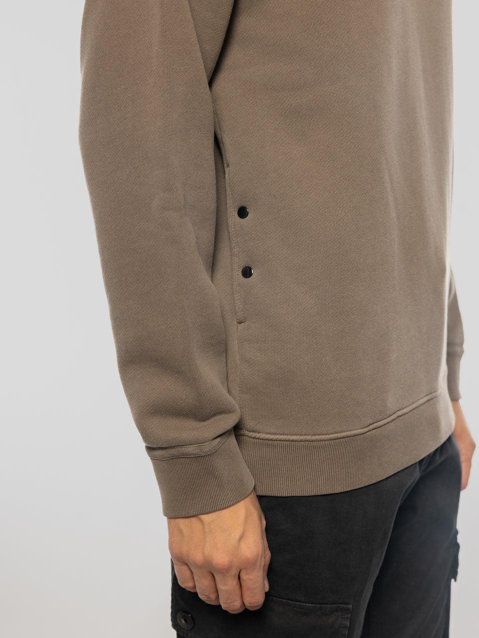 STONE ISLAND Felpa Girocollo in Cotone Diagonale Noce Nuova