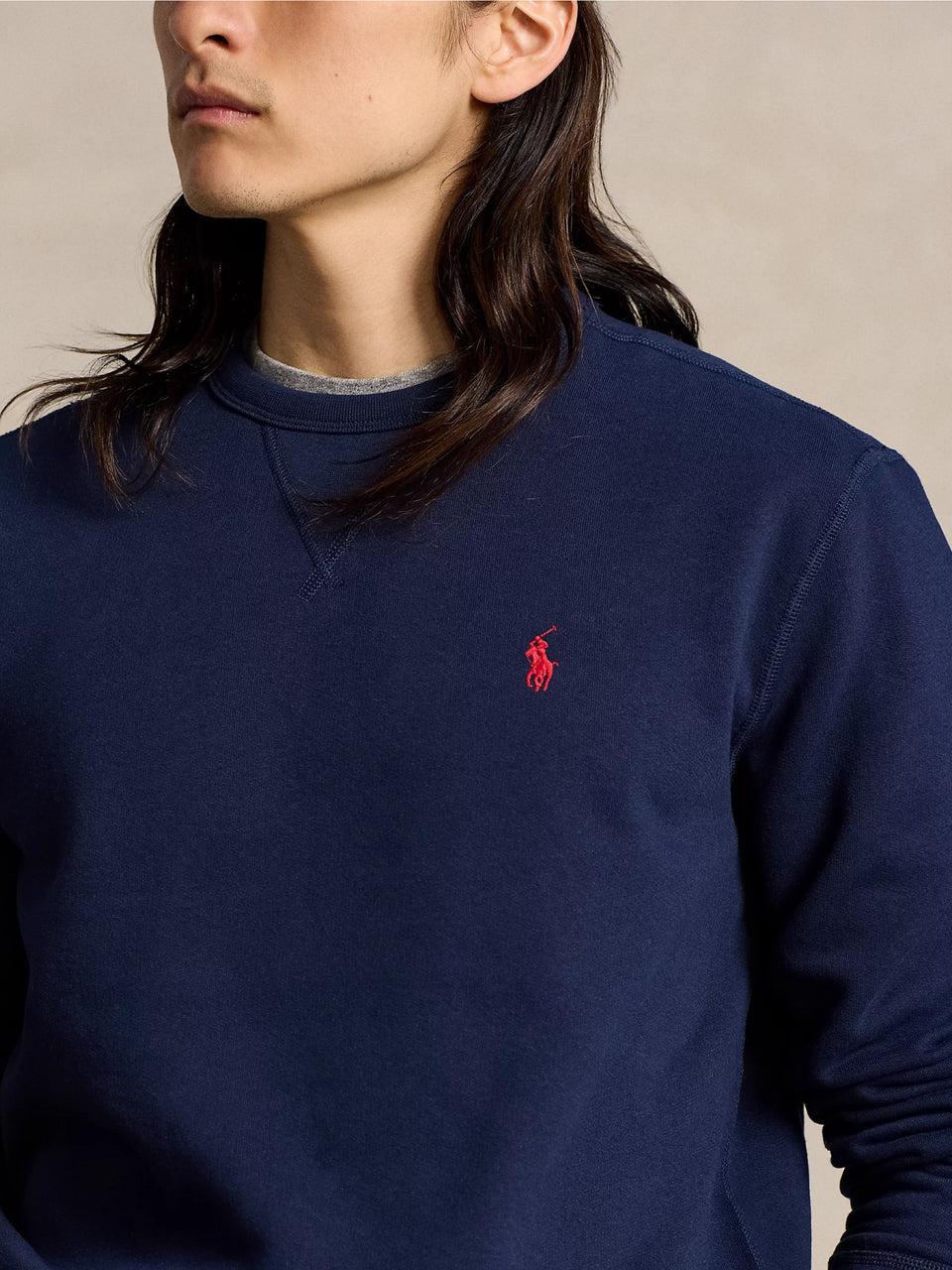 RALPH LAUREN Felpa Girocollo in Cotone Blu Moda
