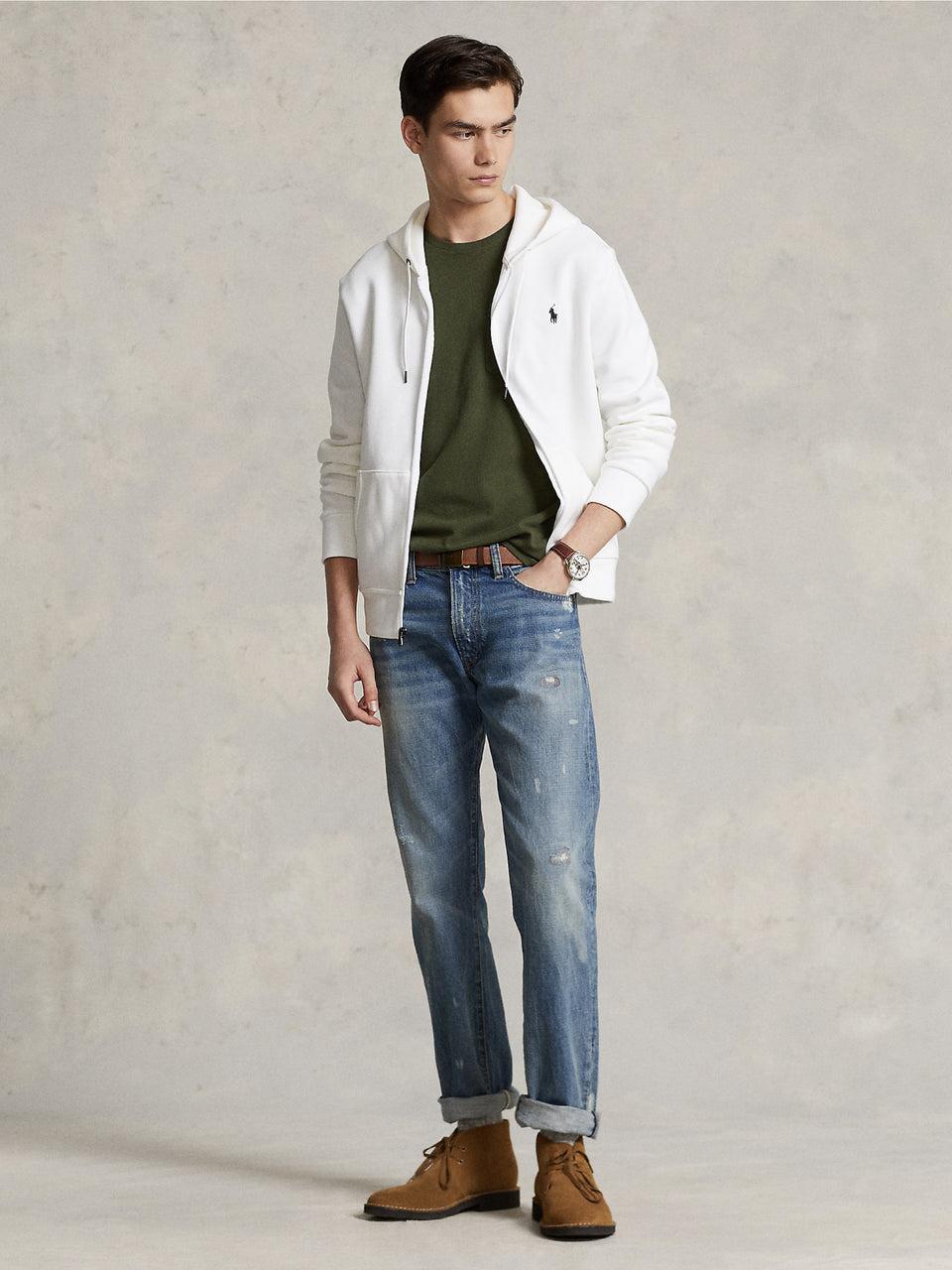 RALPH LAUREN Felpa con Cappuccio e Zip in Maglia Doppia Bianco 2025