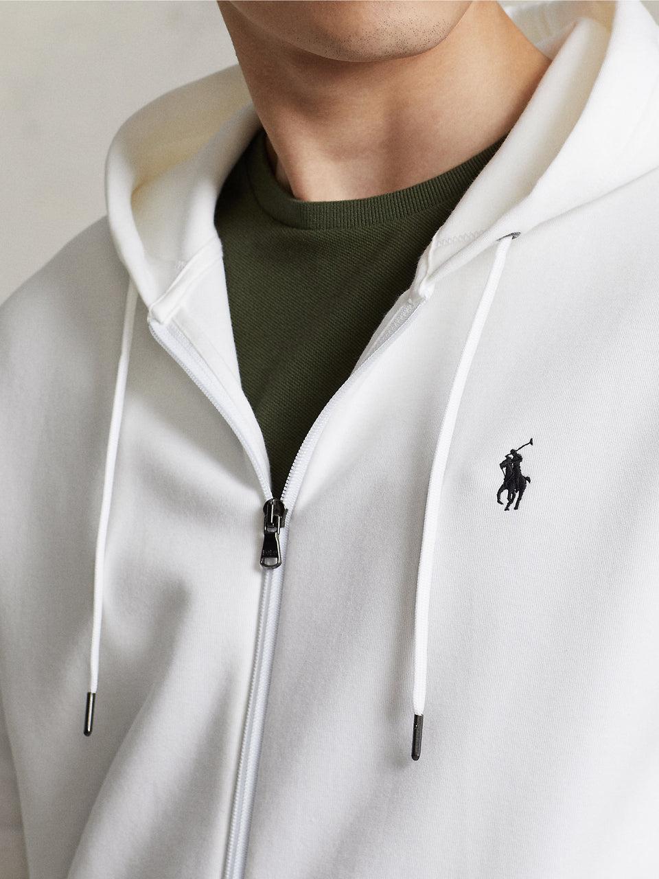 RALPH LAUREN Felpa con Cappuccio e Zip in Maglia Doppia Bianco 2025