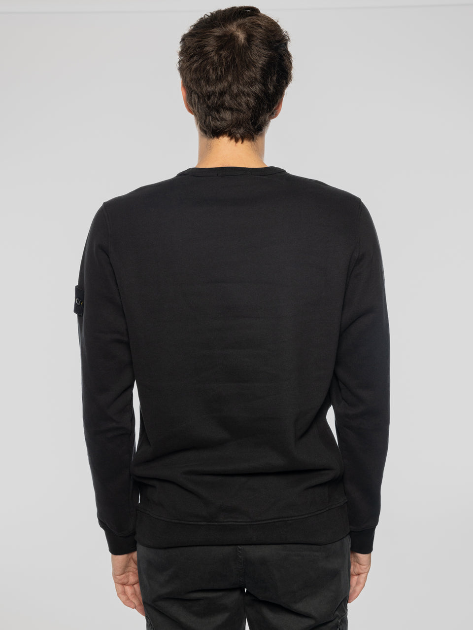 STONE ISLAND Felpa Girocollo in Cotone Nero Italy