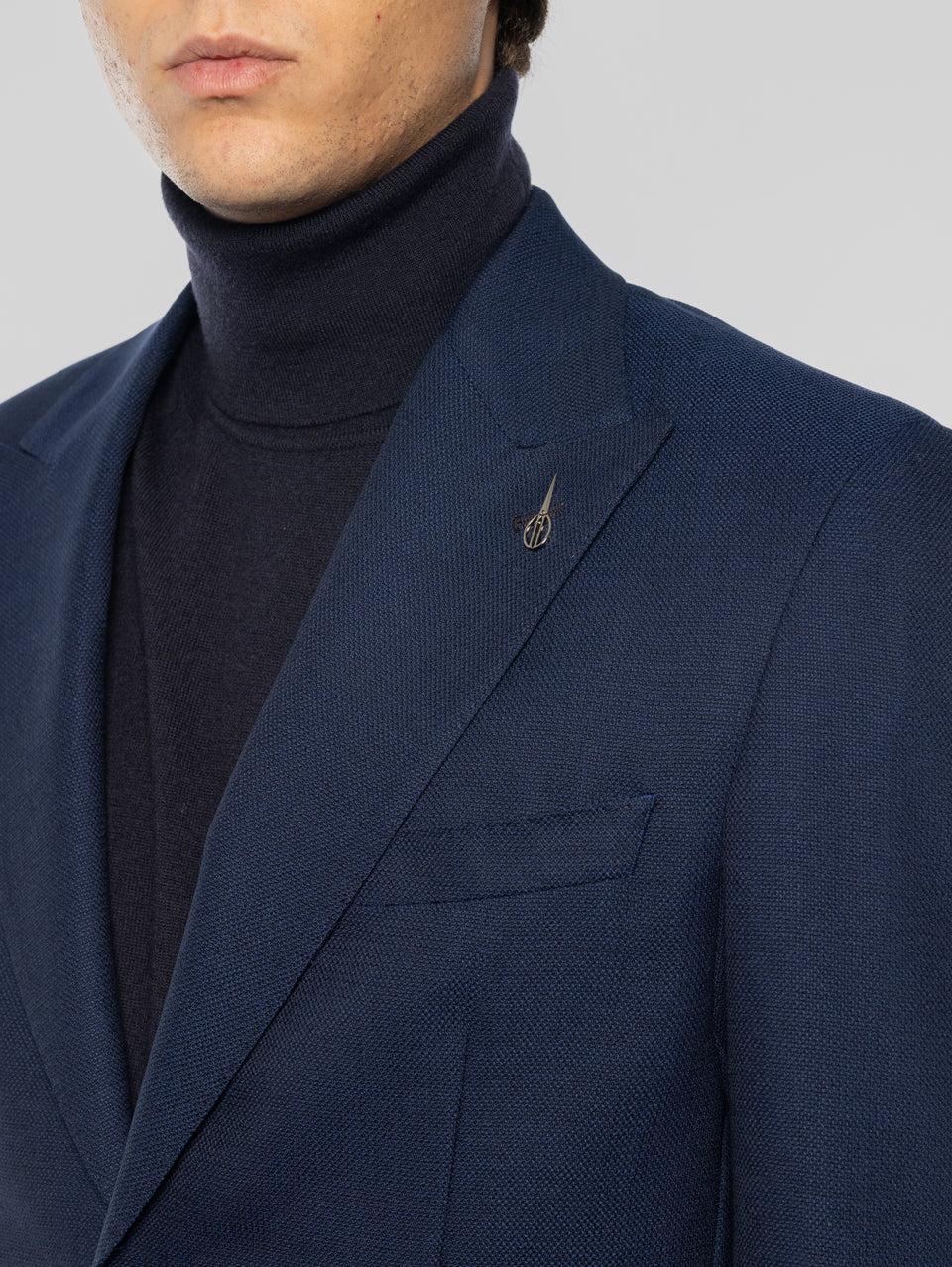 PAOLONI Giacca Sfoderata in Lana Oxford Blu 2025