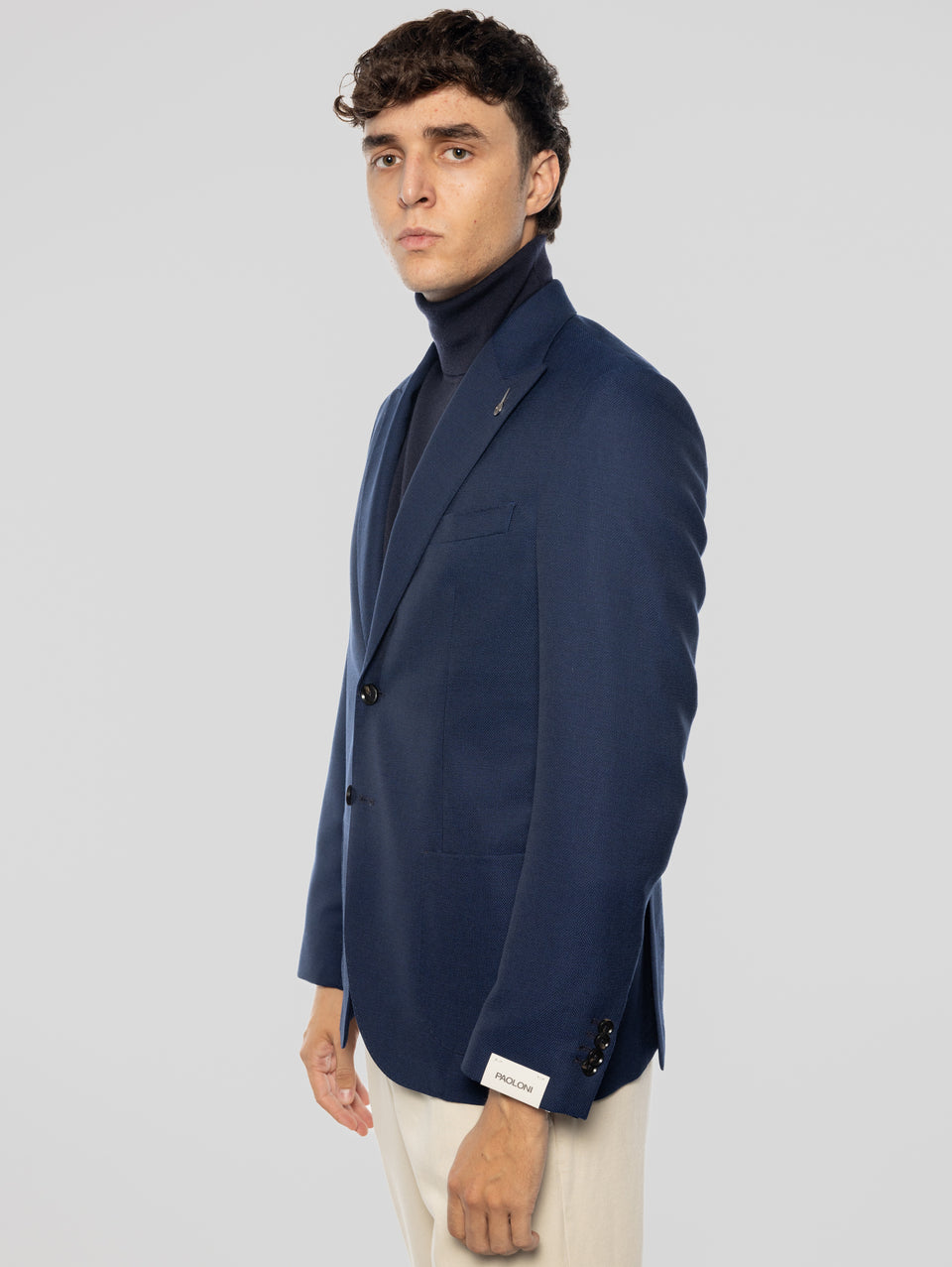PAOLONI Giacca Sfoderata in Lana Oxford Blu 2025