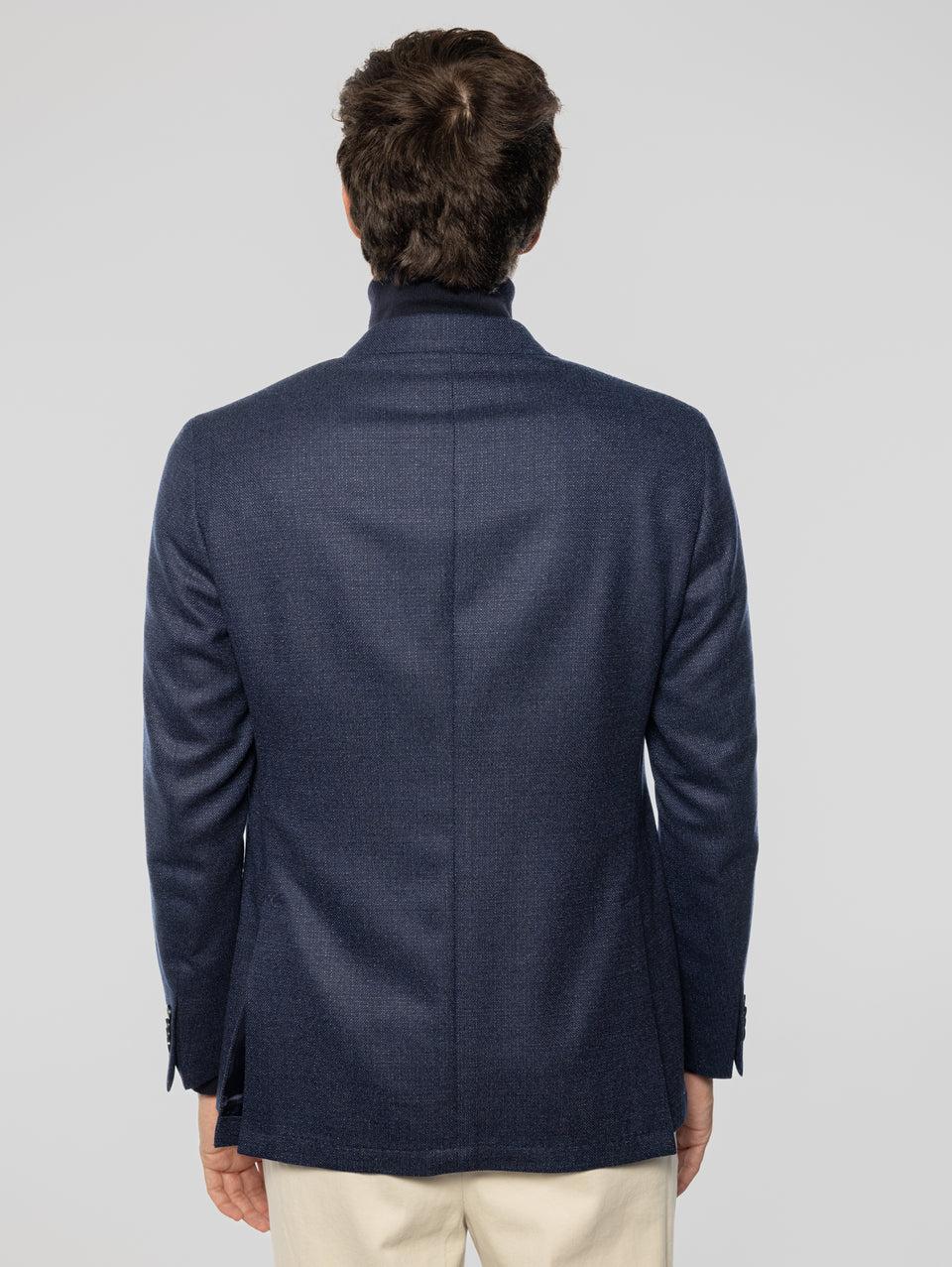 SARTORIA LATORRE Giacca Sfoderata in Pura Lana Blu Melange Qualità
